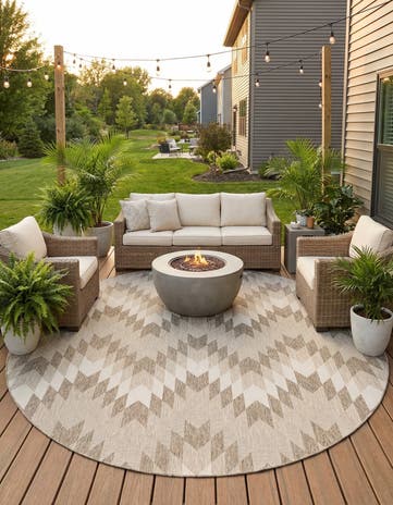 13' x 13' Easy-Clean Modern Indoor / Outdoor Round Rug