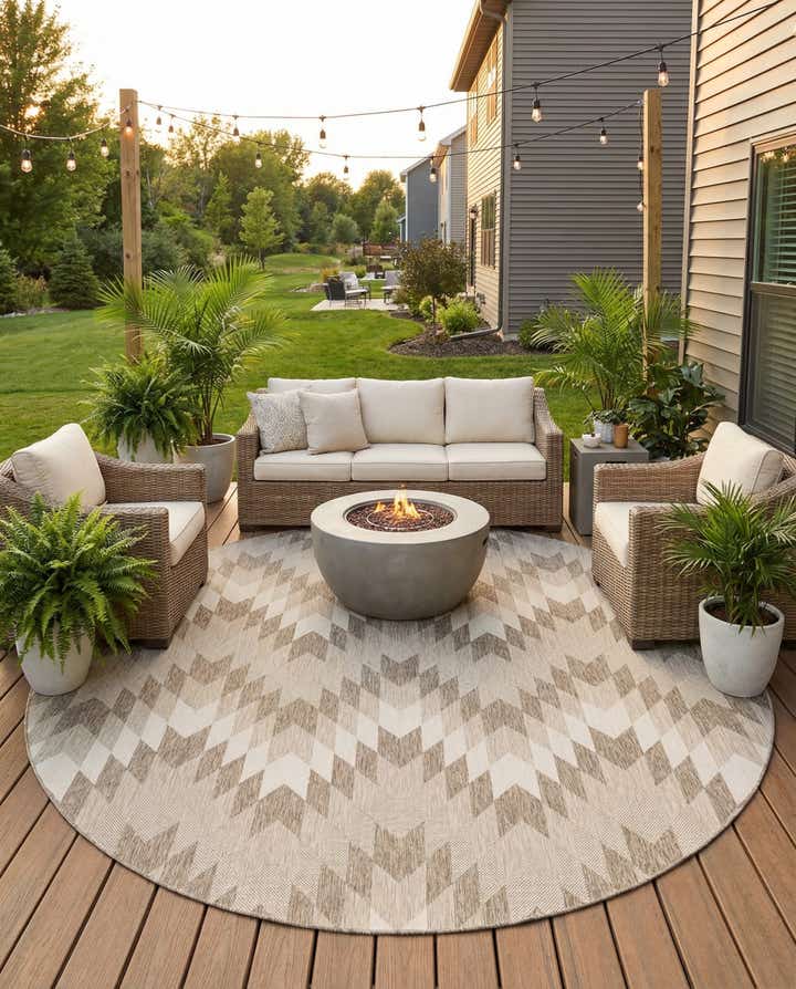 13' x 13' Easy-Clean Modern Indoor / Outdoor Round Rug