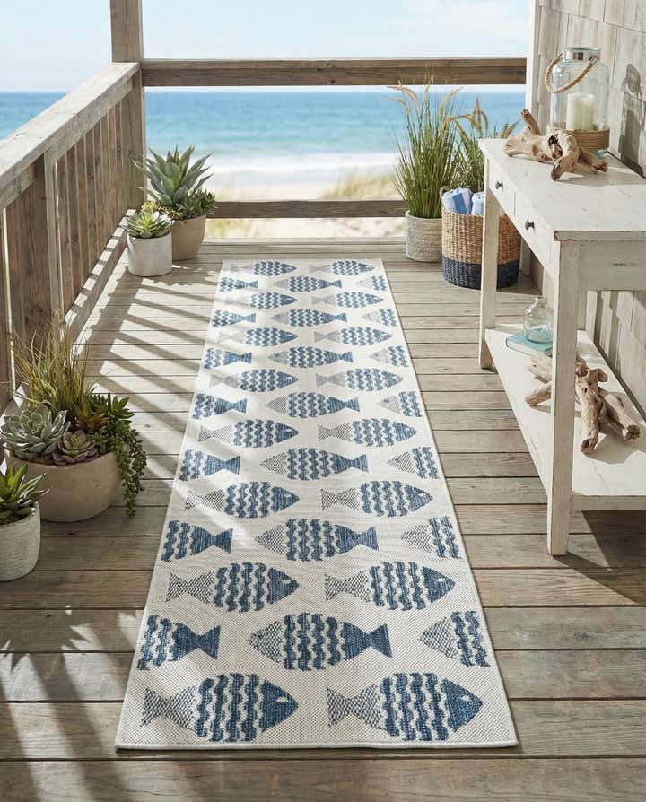2' x 8' Easy-Clean Coastal Indoor / Outdoor Runner Rug