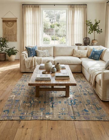 5' 8 x 6' 10 Hand Woven Kilim Suzani Wool Square Rug