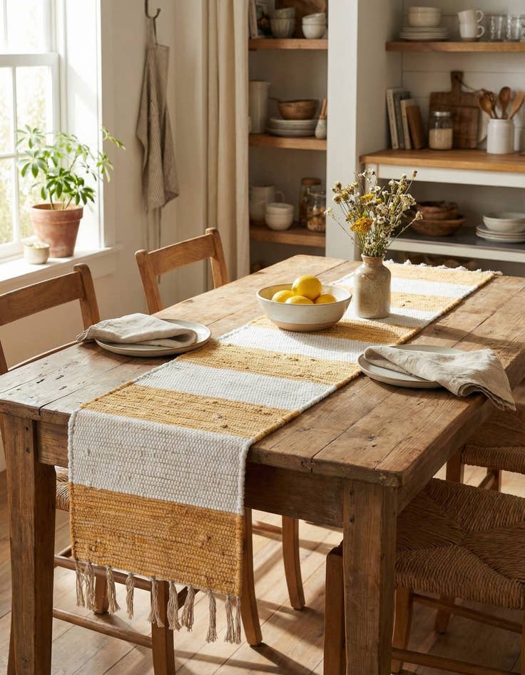 Detail image of  1' 2 x 4' 1  Hand Woven Chindi Rag Table Runner Rug