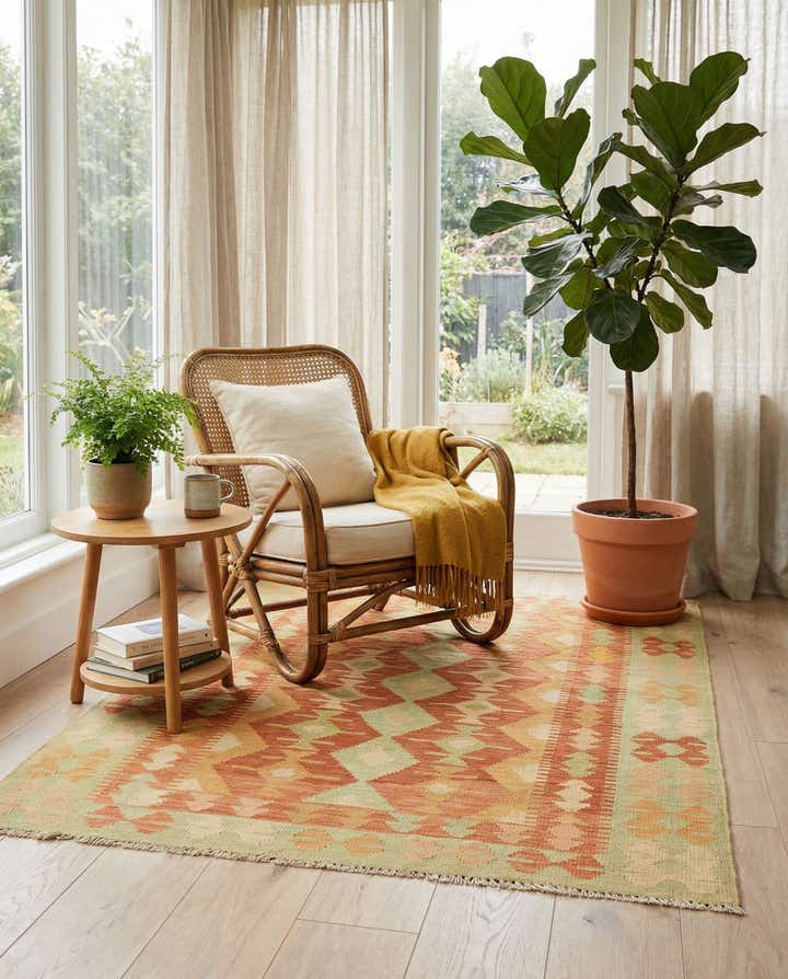 3' 3 x 5' Hand Woven Kilim Waziri Wool Rug