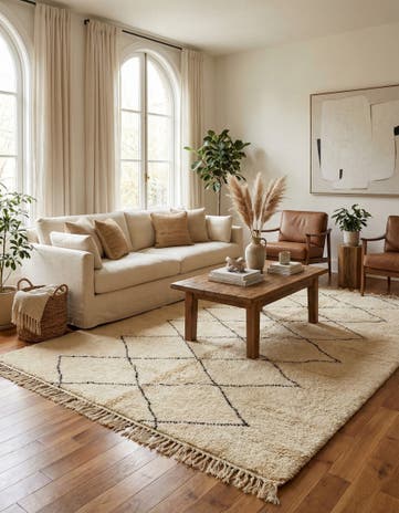 6' 7 x 10' 1 Hand Knotted Moroccan Wool Rug
