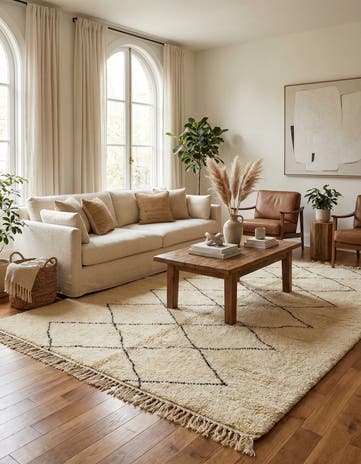 6' 7 x 10' 1 Hand Knotted Moroccan Wool Rug