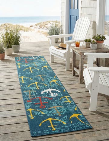 2' 7 x 12' Easy-Clean Coastal Indoor / Outdoor Runner Rug
