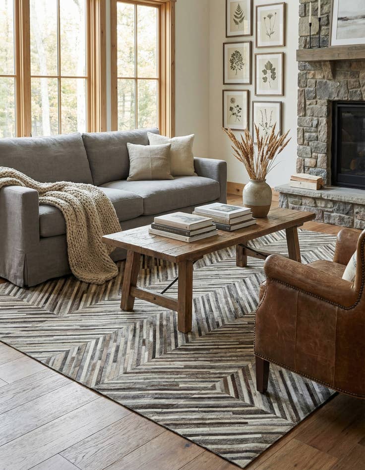 Detail image of  4' 1 x 6' 2 Cowhide - Patchwork Rug