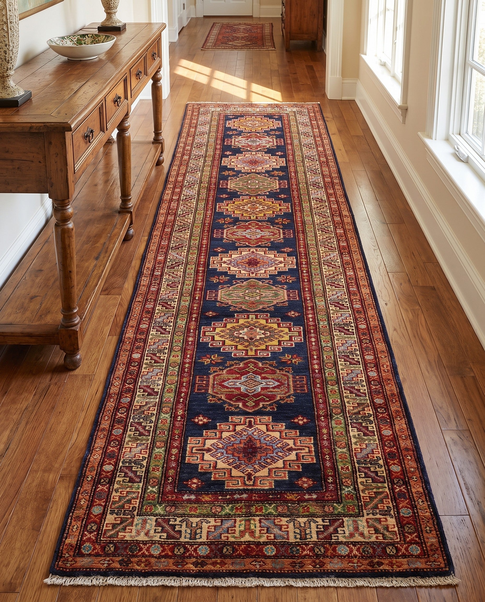 2' 7 x 9' 11 Hand Knotted Kazak Runner Rug