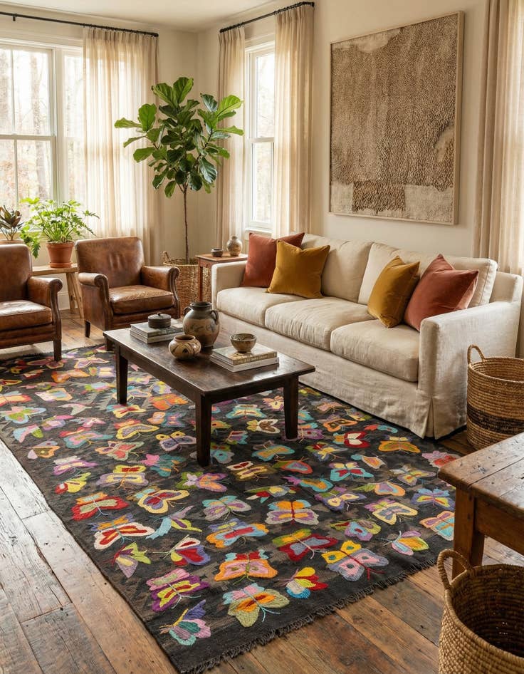 Detail image of 5' 10 x 9' 10  Hand Woven Kilim Suzani Wool Rug