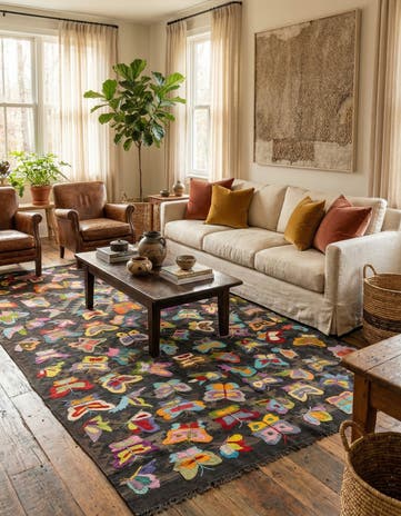 5' 10 x 9' 10 Hand Woven Kilim Suzani Wool Rug