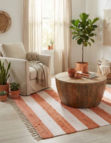 5' 1 x 5' 1 Hand Woven Chindi Rag Square Rug