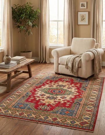 4' x 5' 8 Hand Knotted Kazak Rug