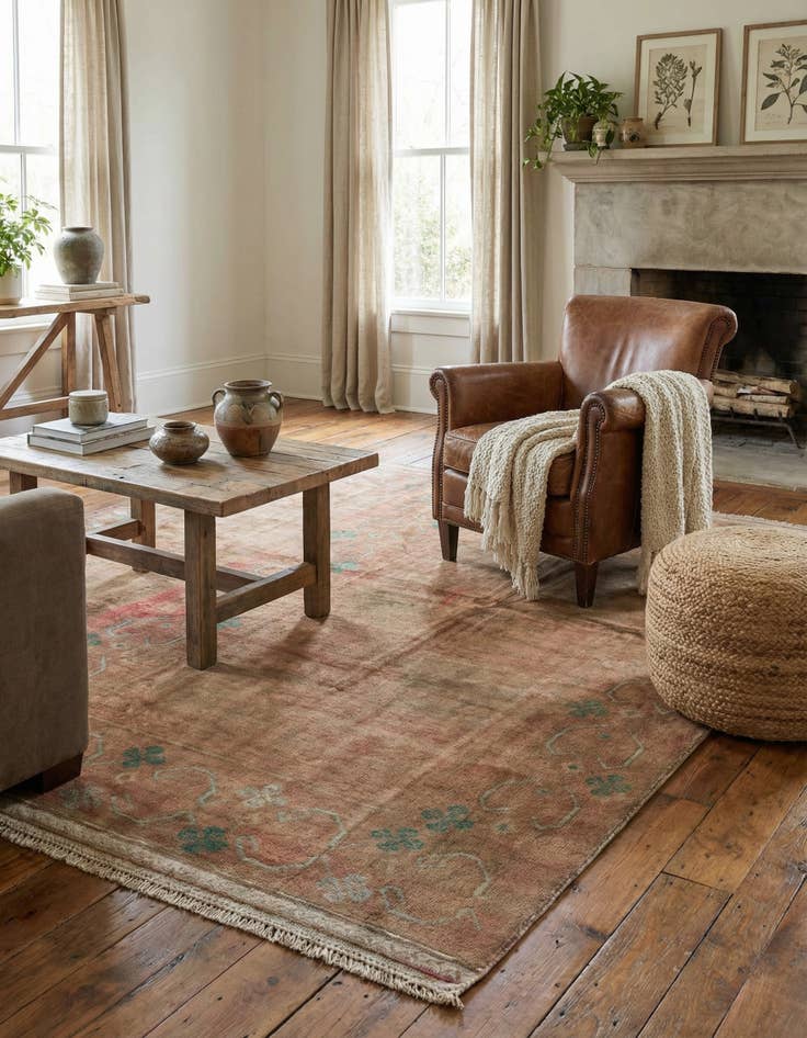 Detail image of 3' 7 x 6' 4  Hand Knotted Ultra Vintage Persian Wool Rug