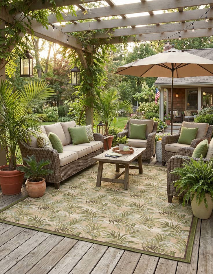 Detail image of 10' x 12'  Washable Botanical Indoor / Outdoor Rug