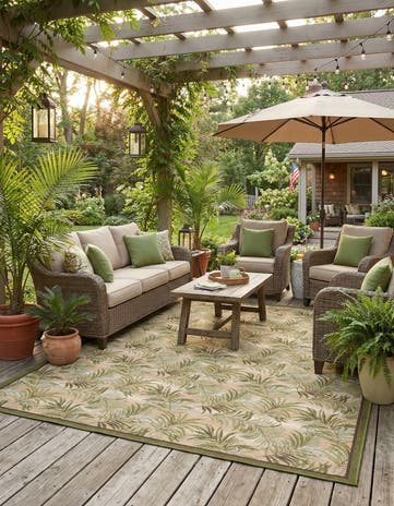 10' x 12' Easy-Clean Botanical Indoor / Outdoor Rug