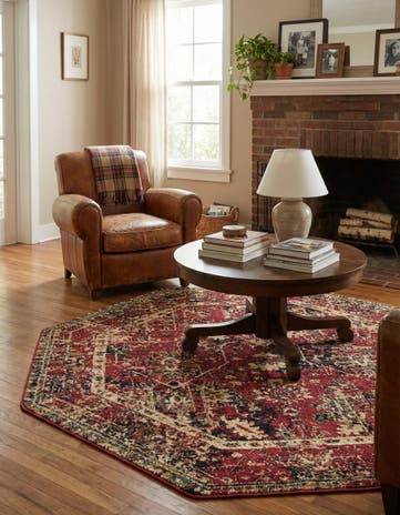 Burgundy Saturn Octagon Rug