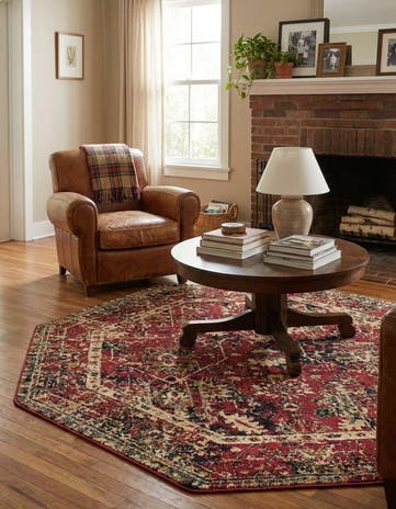 Burgundy Saturn Octagon Rug