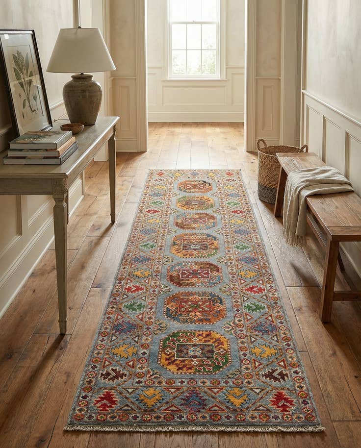 Detail image of 2' 7 x 9' 7 Hand Knotted Kazak Runner Rug