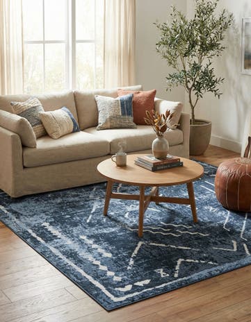 Navy Blue Kamala Washable Square Rug