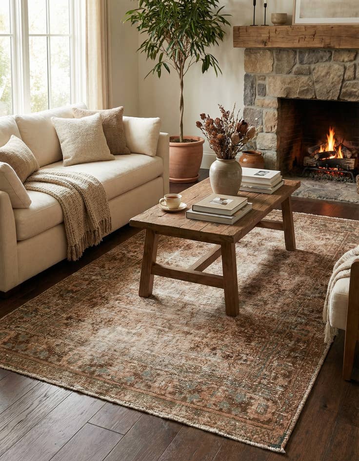 Detail image of 4' 3 x 7'  Hand Knotted Ultra Vintage Persian Wool Rug