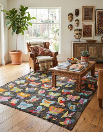 5' 8 x 7' 7 Hand Woven Kilim Suzani Wool Rug