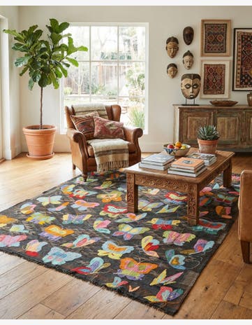 5' 8 x 7' 7 Hand Woven Kilim Suzani Wool Rug