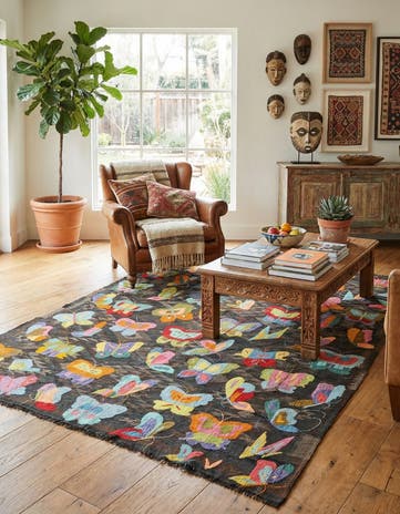 5' 8 x 7' 7 Hand Woven Kilim Suzani Wool Rug