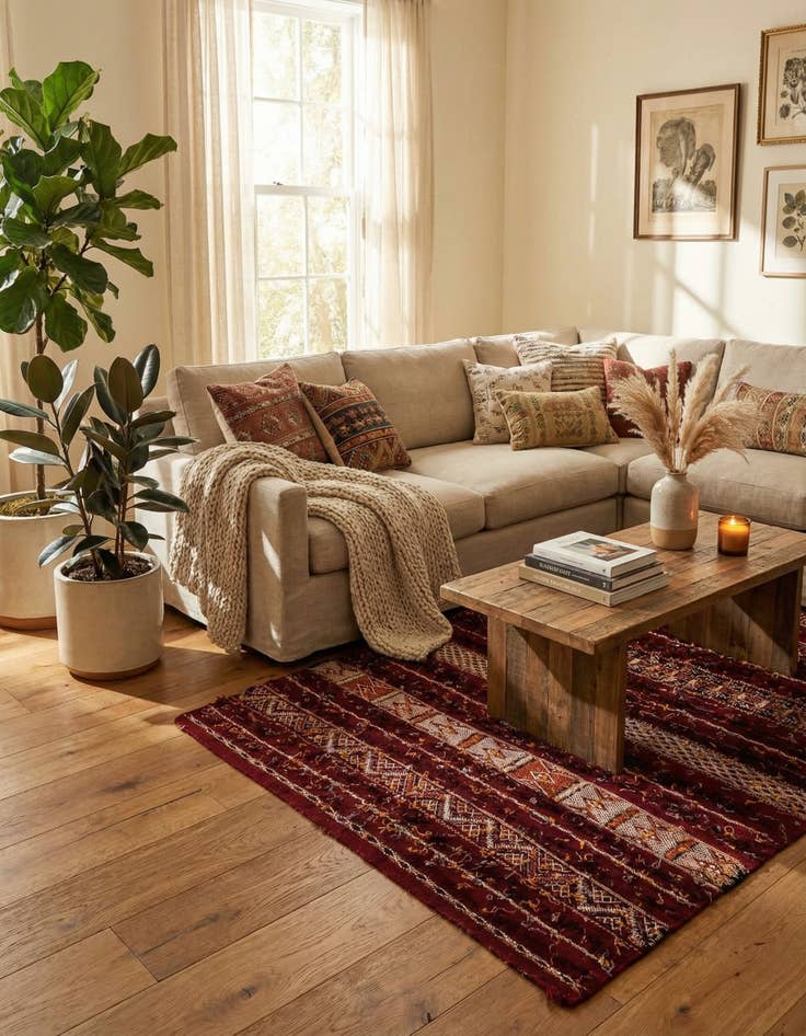 Detail image of 5' 4 x 9' 9  Hand Woven Moroccan Wool Rug