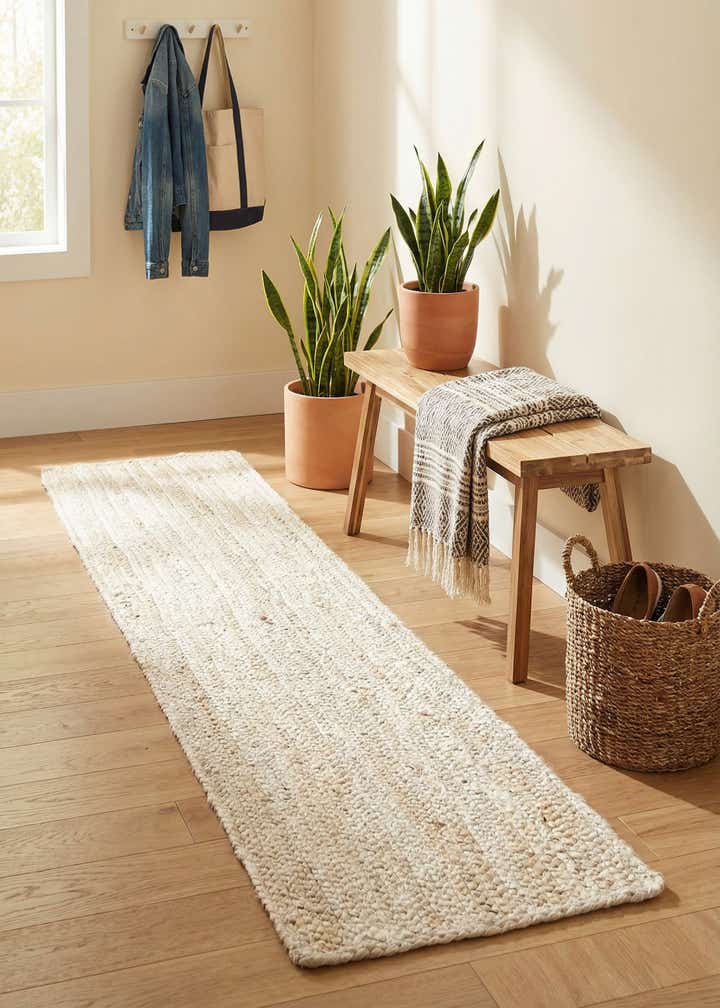 1' 2 x 8' Handmade Braided Jute Table Runner Rug