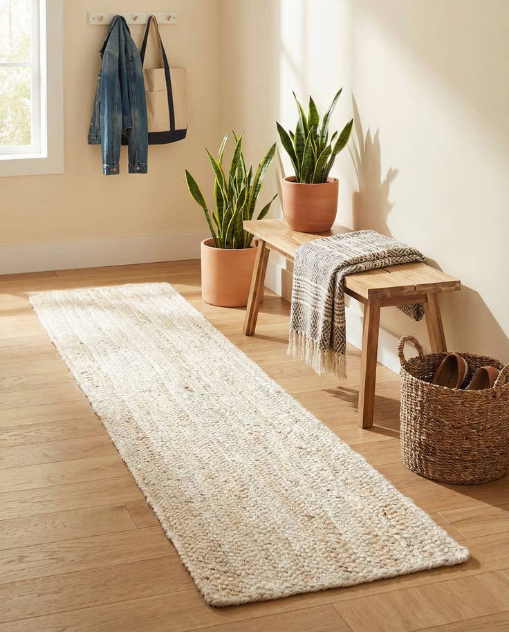 Detail image of 1' 2 x 8' Handmade Braided Jute Table Runner Rug