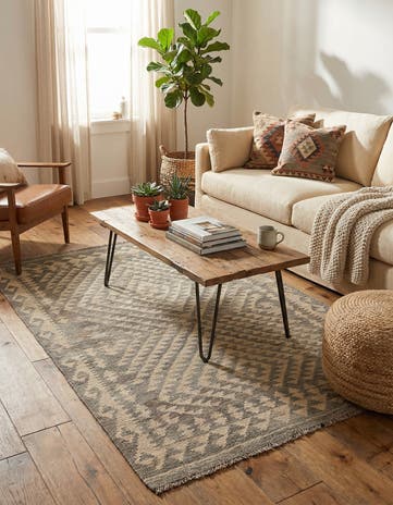 3' 6 x 5' Hand Woven Kilim Maymana Wool Rug