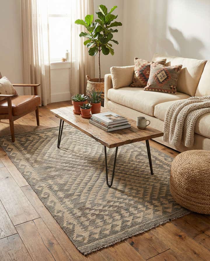 3' 6 x 5' Hand Woven Kilim Maymana Wool Rug