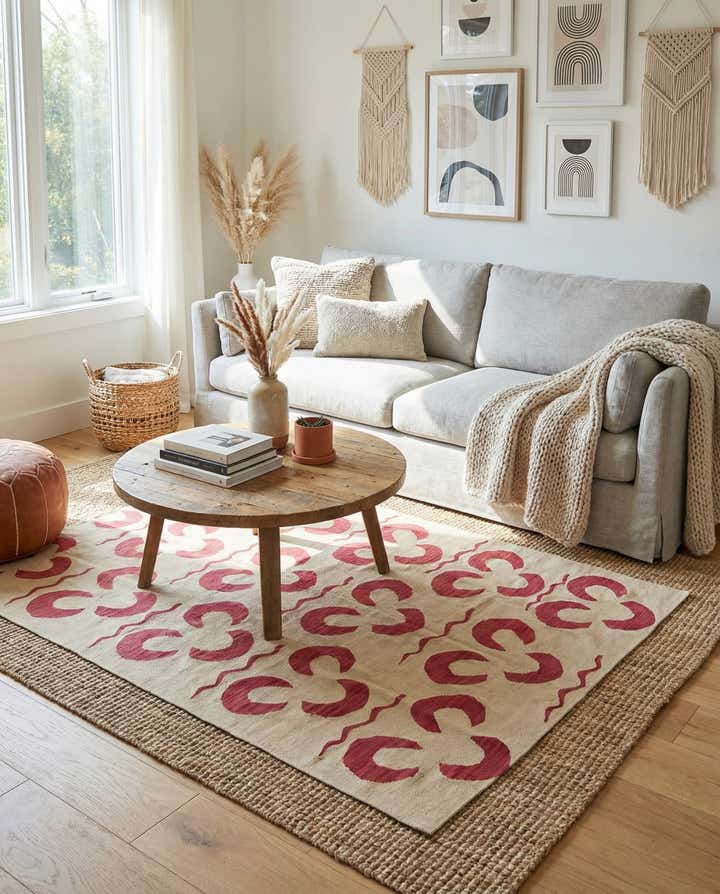 4' 6 x 6' 6 Hand Woven Kilim Modern Wool Rug