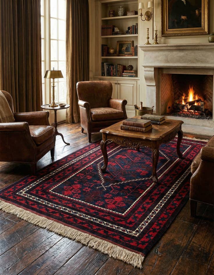 Detail image of 3' 8 x 6' 7 Hand Knotted Balouch Wool Rug