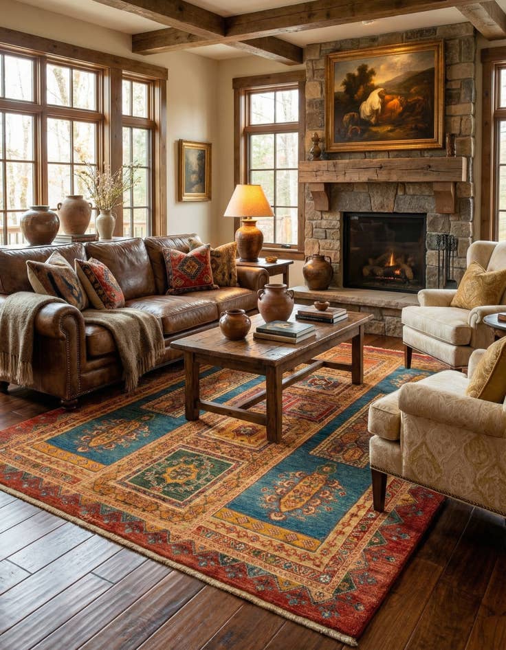 Detail image of 4' 11 x 6' 9 Luribaft Wool Rug