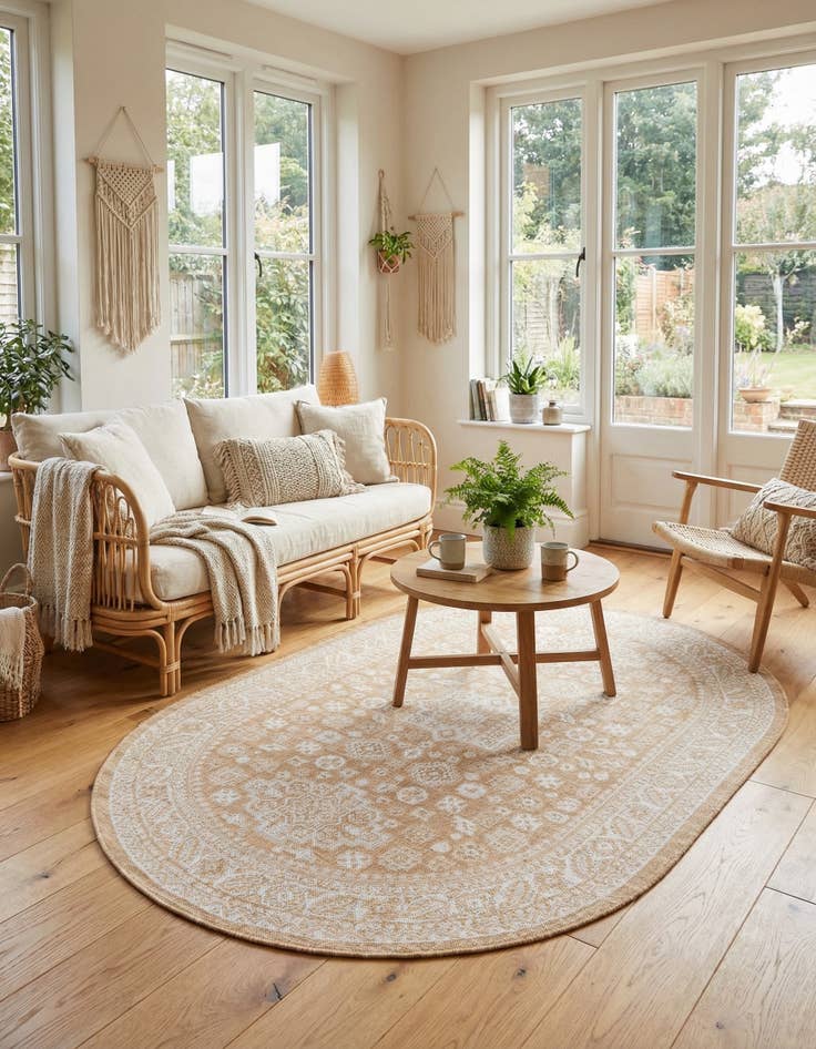 Detail image of 5' 3 x 8' Easy-Clean Aztec Indoor / Outdoor Oval Rug