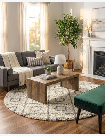 7' 10 x 7' 10 Trellis Shag Round Rug