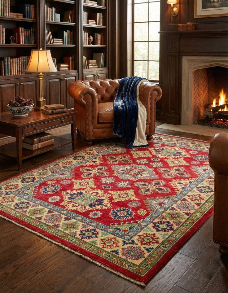 Detail image of 5' 1 x 7'  Hand Knotted Kazak Rug