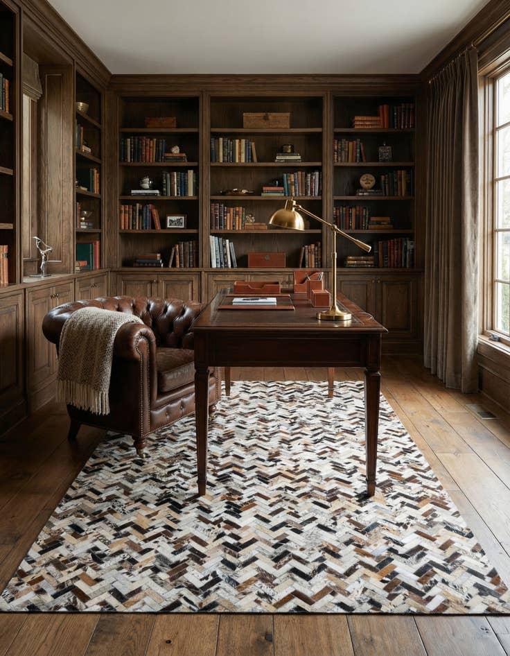 Detail image of 5' x 7' 10 Cowhide Leather Rug