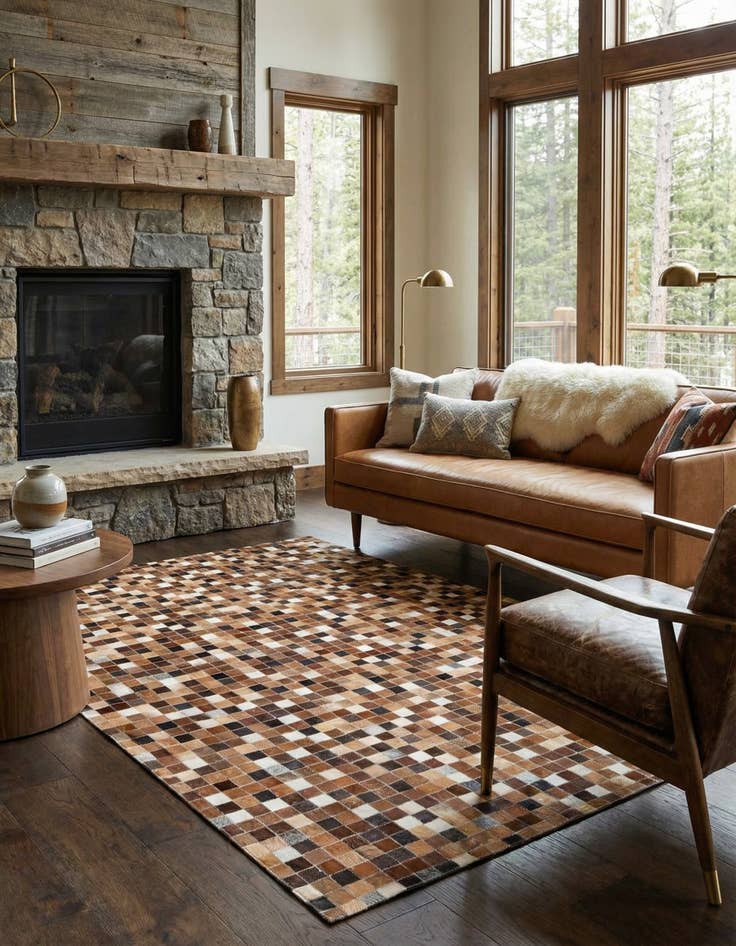 Detail image of 4' 9 x 6' 8 Cowhide Stocks Rug