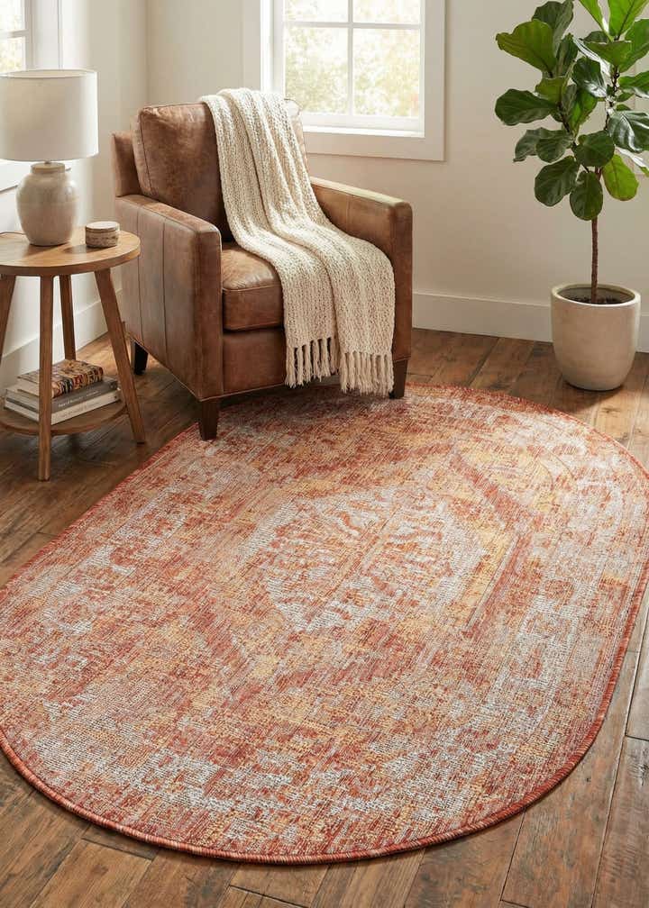 3' x 5' 3 Easy-Clean Traditional Indoor / Outdoor Oval Rug