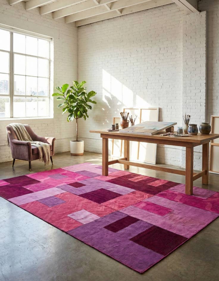 Detail image of 7' 2 x 10'  Hand Woven Patchwork Wool Rug