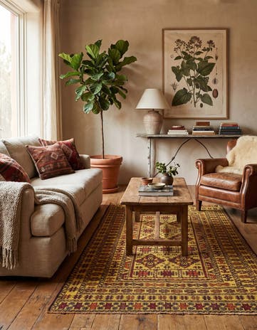 3' 10 x 6' 7 Hand Woven Kilim Afghan Wool Rug