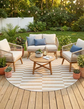 10' x 10' Easy-Clean Ribbon Indoor / Outdoor Round Rug