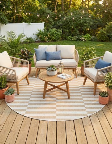 10' x 10' Easy-Clean Ribbon Indoor / Outdoor Round Rug