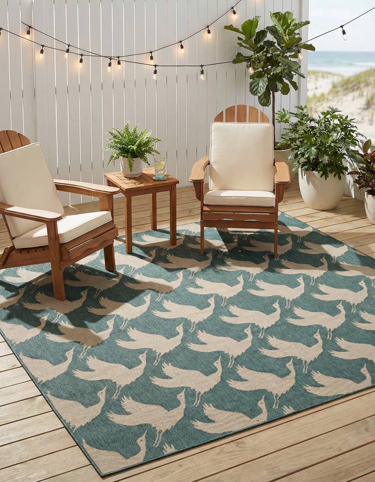Detail image of 7' 10 x 10'  Washable Coastal Indoor / Outdoor Rug