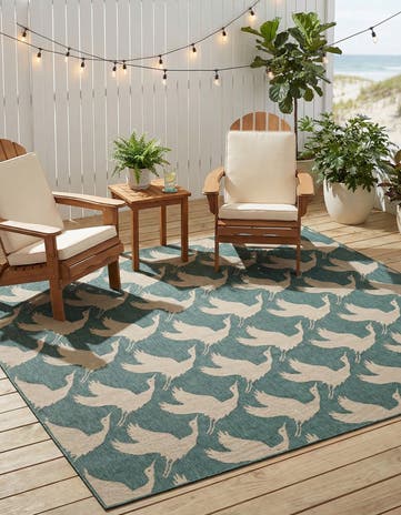 7' 10 x 10' Easy-Clean Coastal Indoor / Outdoor Rug