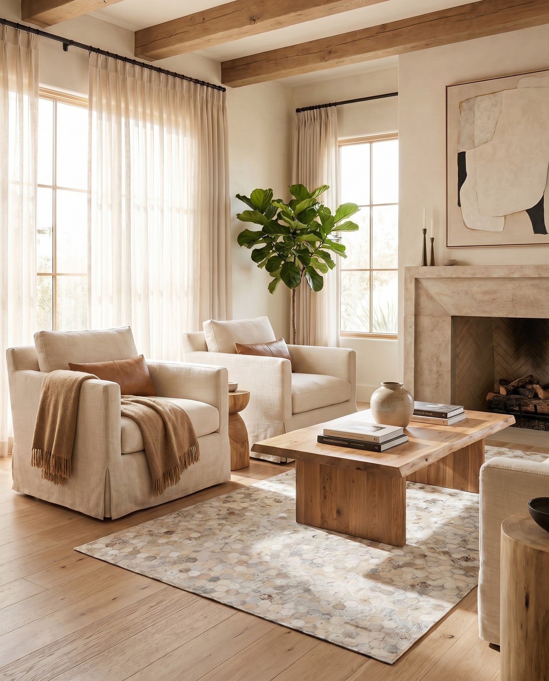 5' 2 x 8' Cowhide Leather Rug