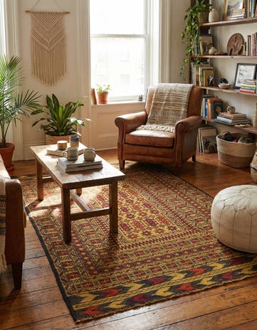 4' x 6' 3 Hand Woven Kilim Afghan Wool Rug