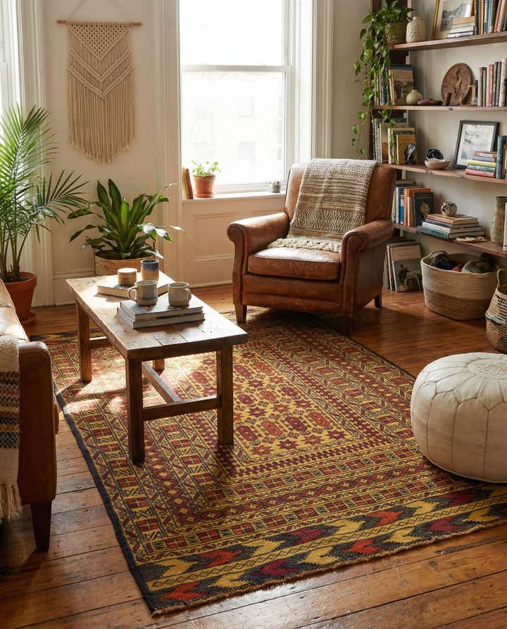 4' x 6' 3 Hand Woven Kilim Afghan Wool Rug