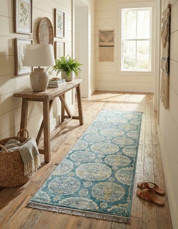 Gray and Blue Paragon Runner Rug